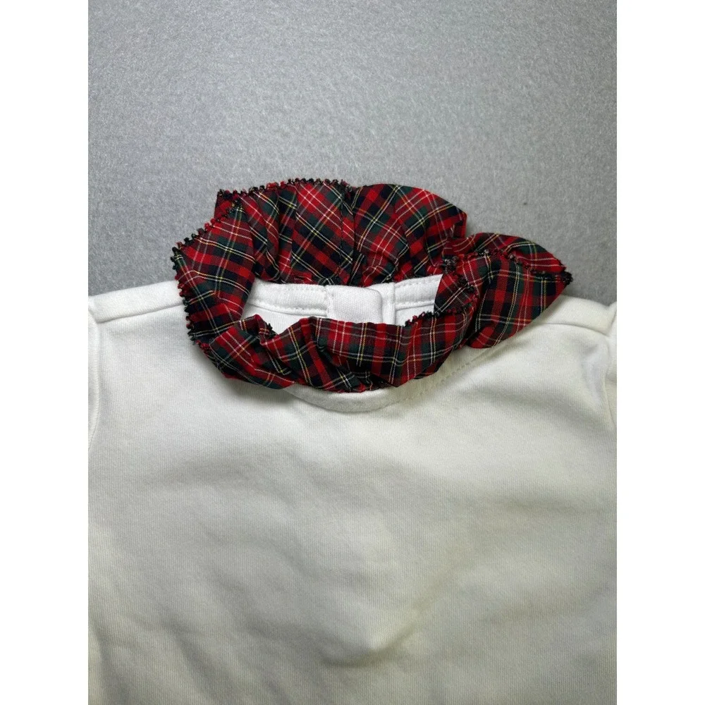 Ralph Lauren Baby Bodysuit 3M White Tartan Plaid Ruffle Collar Long Sleeve